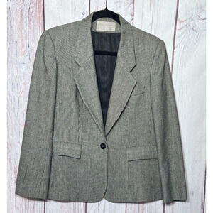 Evan Picone Women’s Wool Vintage Tweed Blazer Black Gray Formal Work Wear Size 8